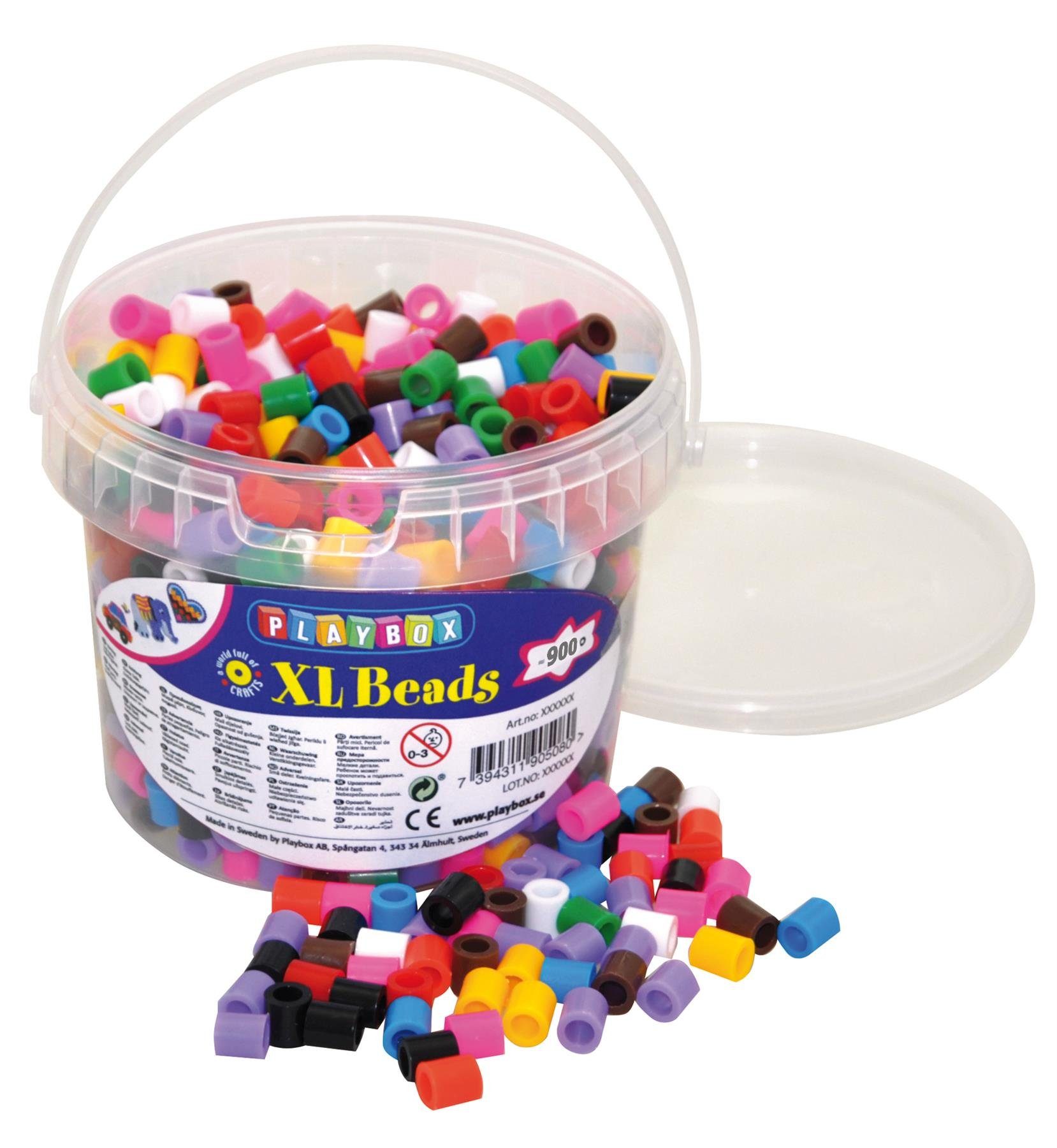 Playbox Bügelperlen Playbox Eimer 900 Stück XL-Bügelperlen Mix