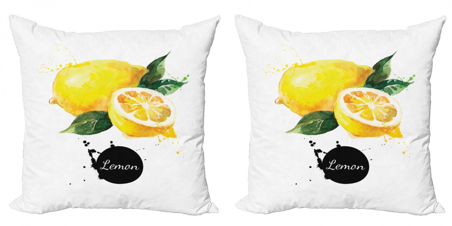 (2 Stück), Modern Digitaldruck, Sour Abakuhaus Doppelseitiger Accent Obst Citrus-Zitronen-Entwurf Kissenbezüge