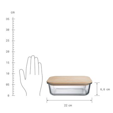 BUTLERS Vorratsdose NATURALS Lunchbox mit Bambusdeckel 1500ml, Bambus, Silikon, Borosilikatglas