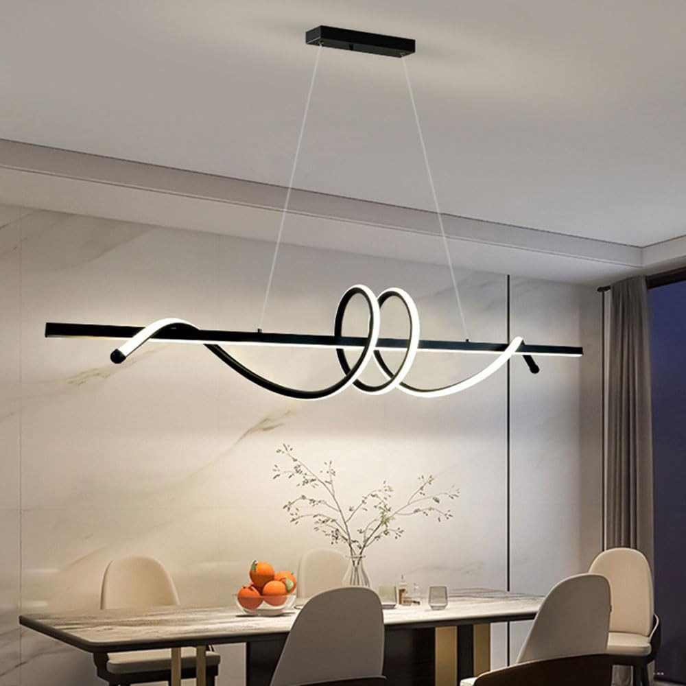 JDONG LED Pendelleuchte 90CM Modernes Spirale Design Hängelampe Schwarz 54W, LED fest integriert, 3000-6500K Farbtemperatur Höhenverstellbar Kronleuchter Dimmba – Bild 2 von 5