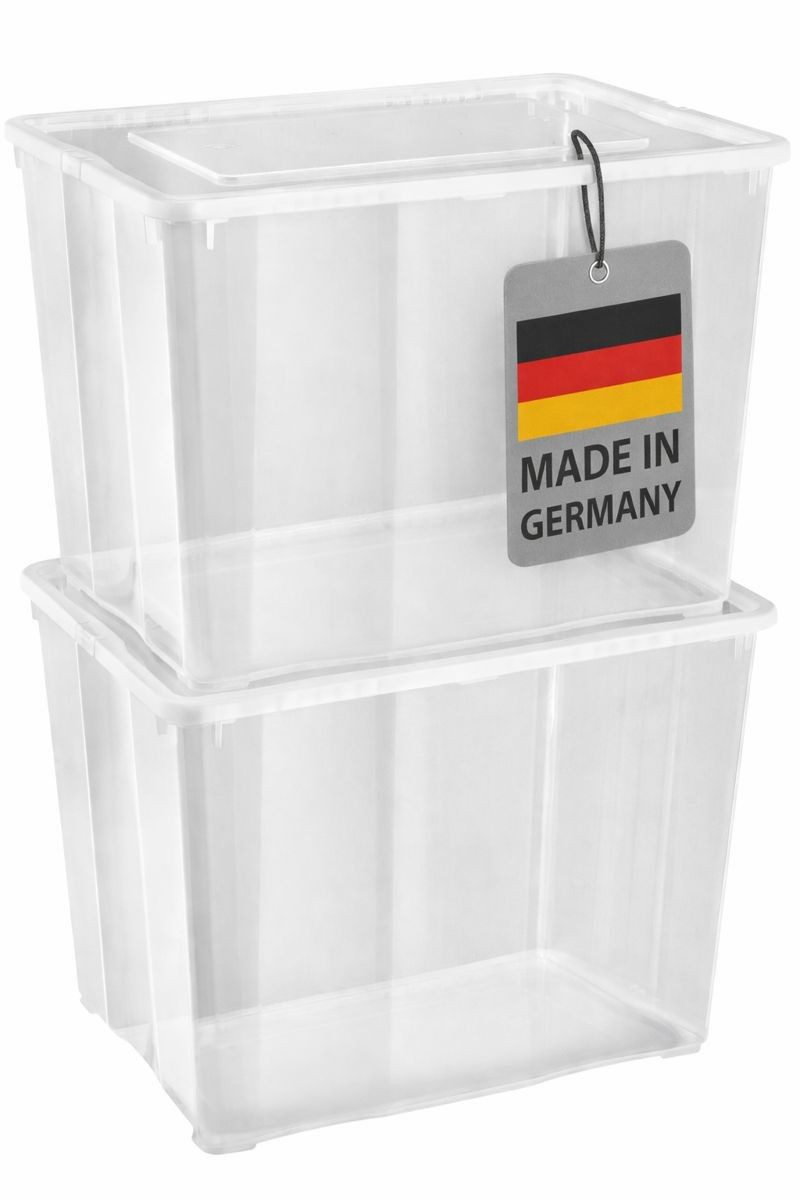 Gardissimo Aufbewahrungsbox 2 er Set mit Deckel 20 Liter Kunststoff Boxen Stapelboxen Plastik (Spar-Set, 2 Boxen + 2 Deckel), stapelbar / mit Luftungsschlitzen / ineinander nestbar