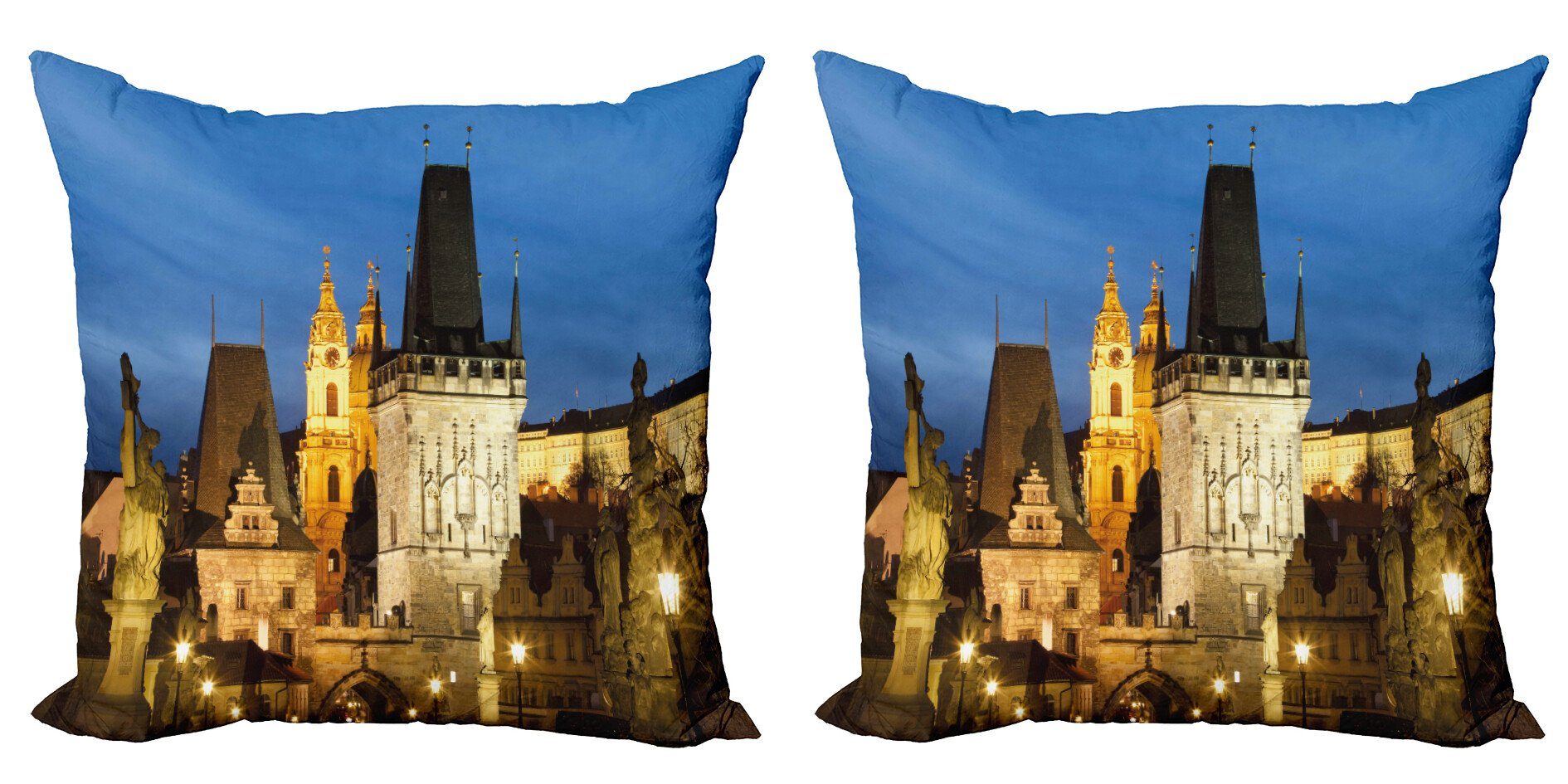 Kissenbezüge Modern Accent (2 europäisch Doppelseitiger Abakuhaus Gebäude Tower Prag Digitaldruck, Stück)