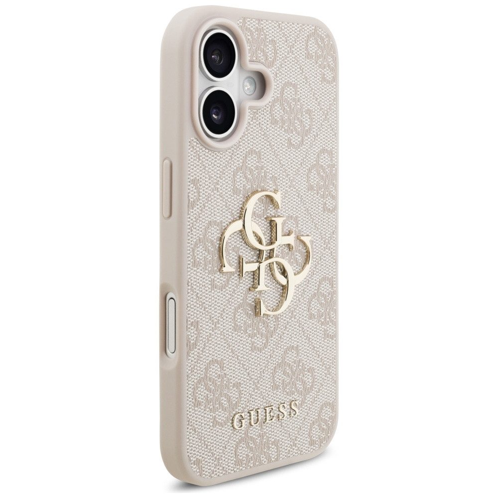 Guess Handyhülle iPhone 17 Kunstleder rosa Big Logo Metall goldfarben 6,3 Zoll, Kantenschutz – Bild 4 von 5