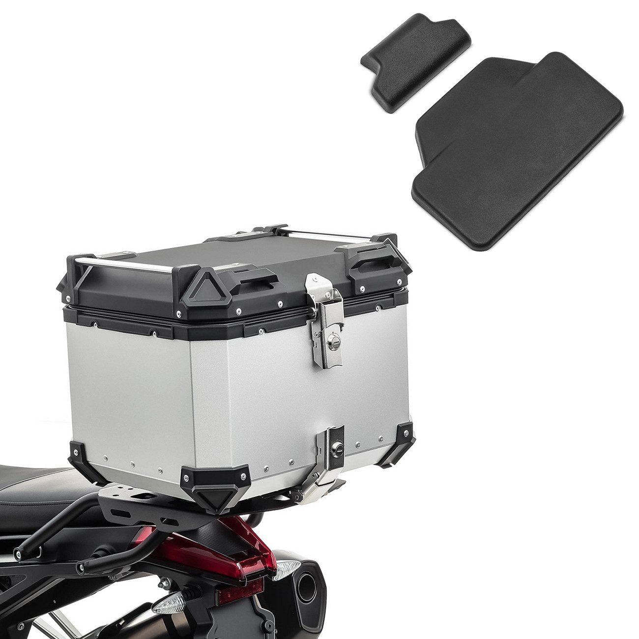 Bagtecs Topcase Set Motorrad Aluminium Topcase 45L + Sozius Rückenpolster # XB45 Alu T