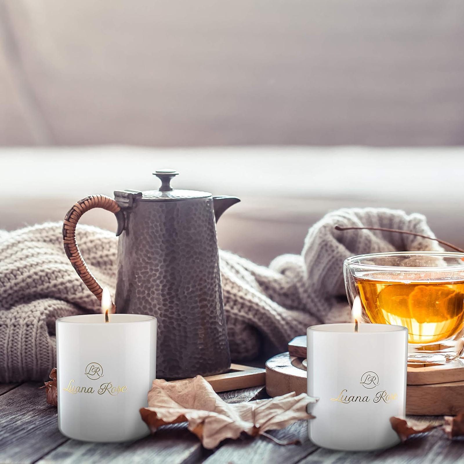 Luana Rose Duftkerze Aromakerze Geschenkset Duft Sojawachs Kerze (4-tlg), 4 Verschiedene Düfte Rose, Pear Lily, Eucalyptus und Erdbeere je 70g – Bild 5 von 5