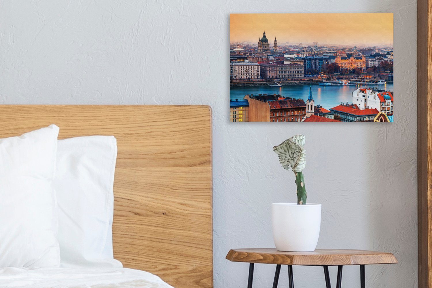 - Budapest St), (1 30x20 - Wanddeko, OneMillionCanvasses® Wandbild Haus cm Leinwandbilder, Leinwandbild Aufhängefertig, Fluss,