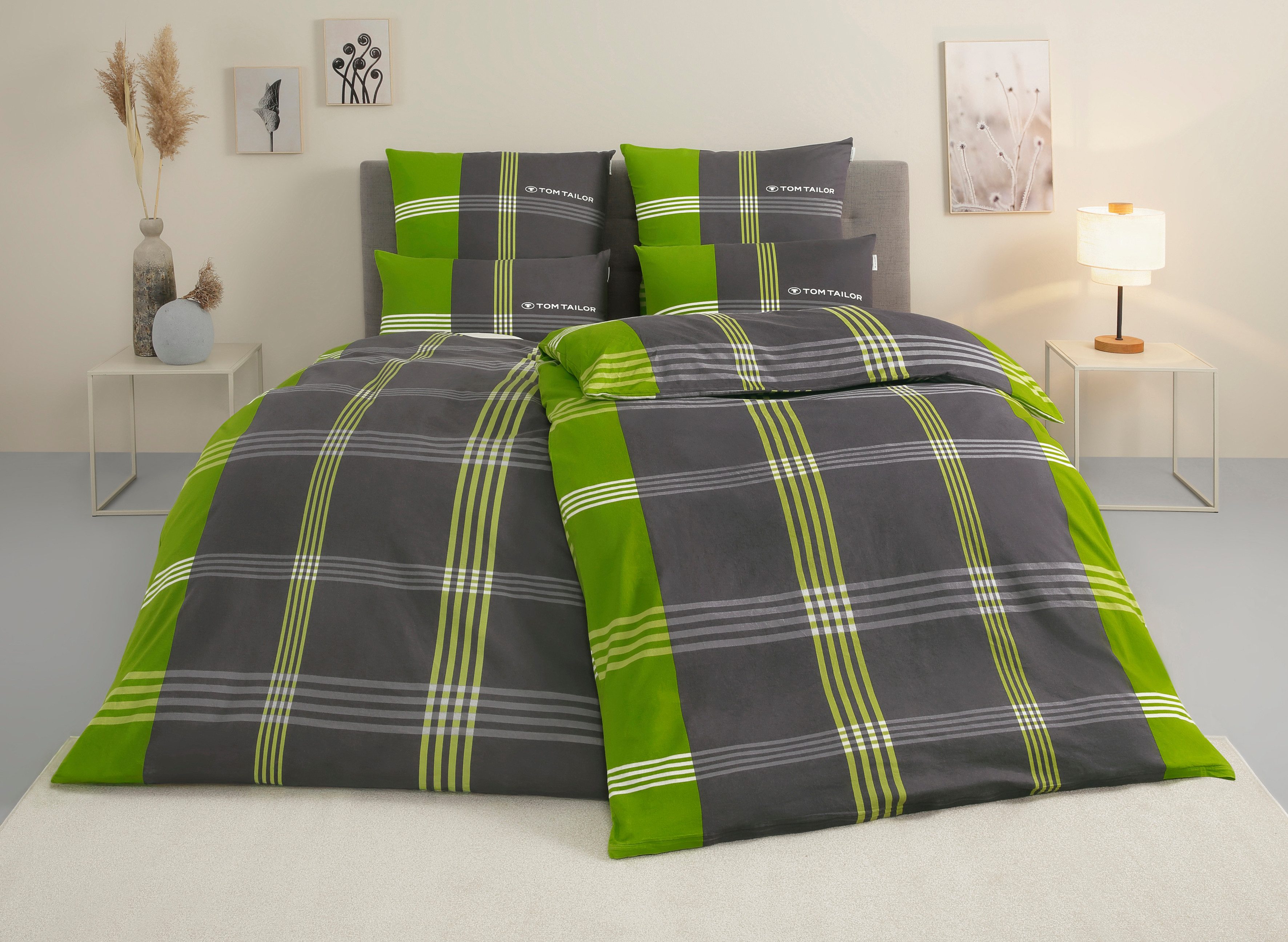 TOM TAILOR HOME Bettwäsche Ole, Renforcé, 2 teilig, karierte Bettwäsche aus Baumwolle, mit Reißverschluss