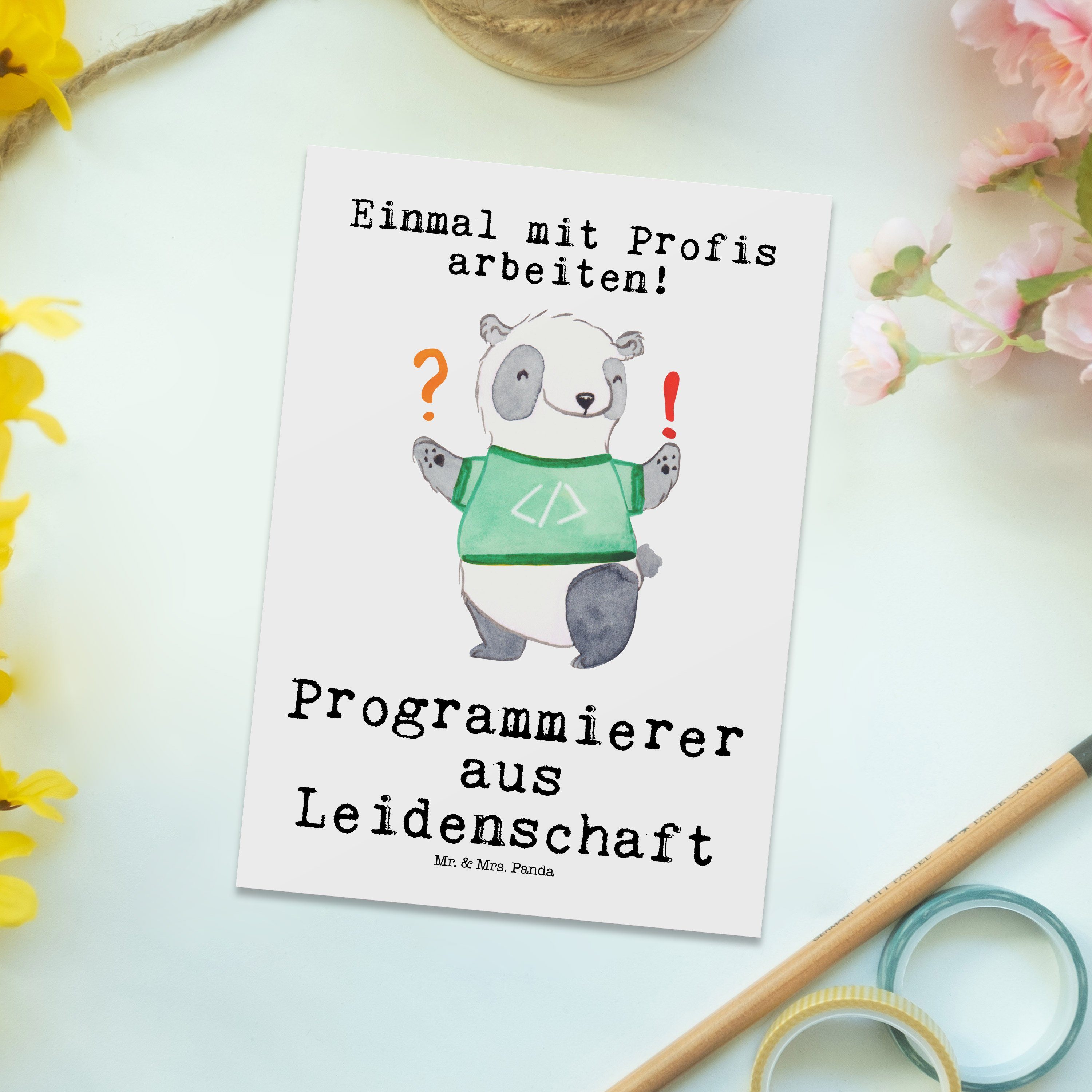 Mr. & Mrs. Panda Einlad - Postkarte aus Dankeskarte, - Weiß Geschenk, Programmierer Leidenschaft