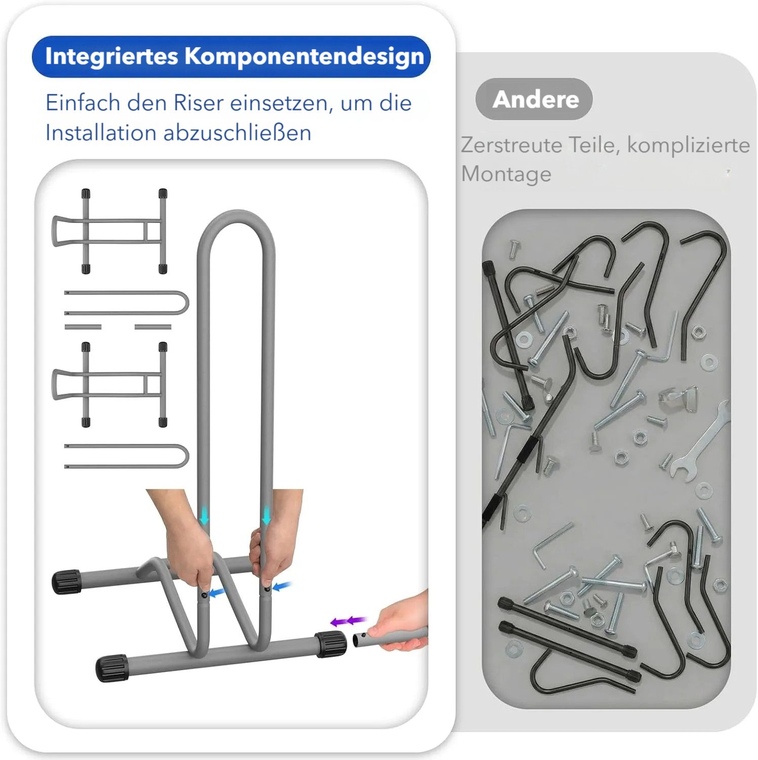 TLGREEN Fahrradständer Boden,Abnehmbar Bodenständer Fahrräder, (2-St., Reifenbreite bis 80 mm, Freistehend Fahrradhalter), Radständer für Mountainbike Rennrad MTB,Stabil,Schwarz