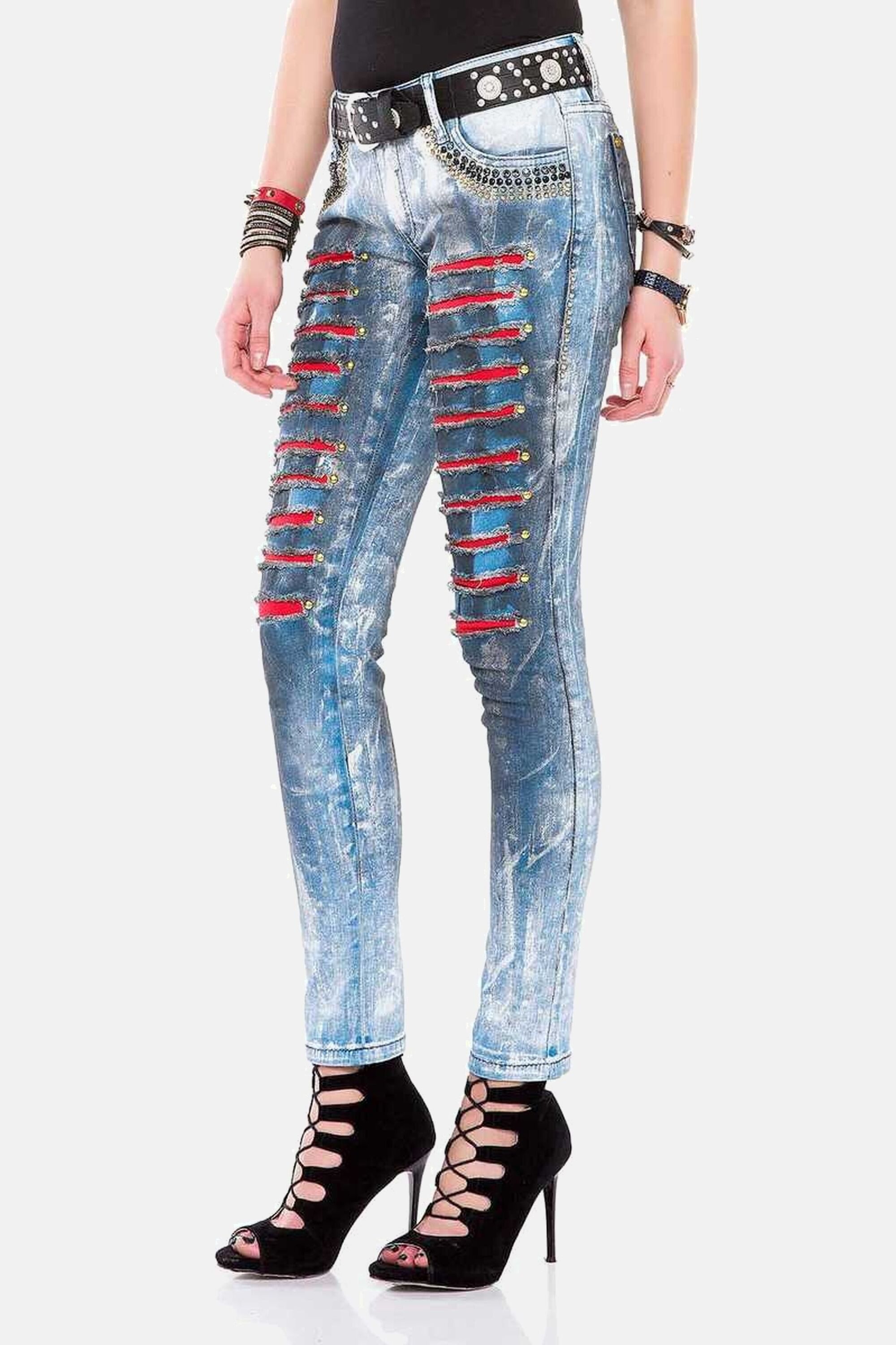 Cipo & Baxx Slim-fit-Jeans Jeans mit Nietenbesatz, WD-375 – Bild 5 von 5