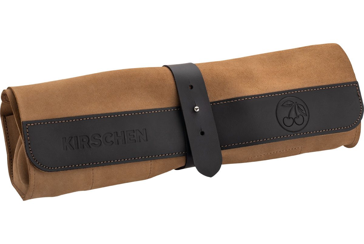 Stechbeitel KIRSCHEN Veloursleder-Rolltasche NERO leer für Zimmermansbeitel 4