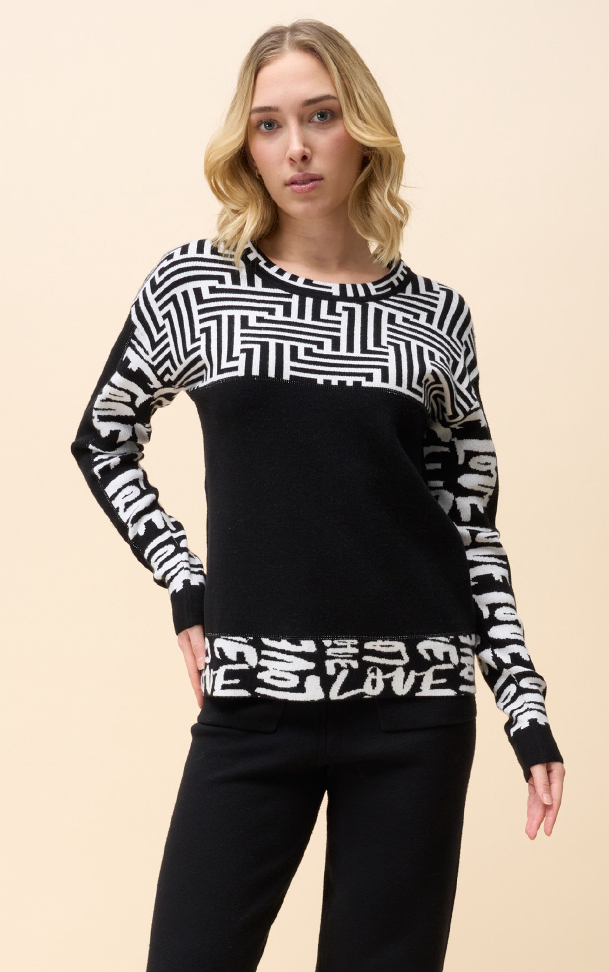 Passioni Strickpullover mit geometrischem Muster und günstig online kaufen