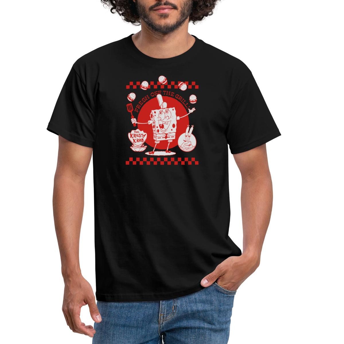 Spreadshirt T-Shirt Spongebob Schwammkopf Fresh Off The Grill Männer T-Shirt (1-tlg)