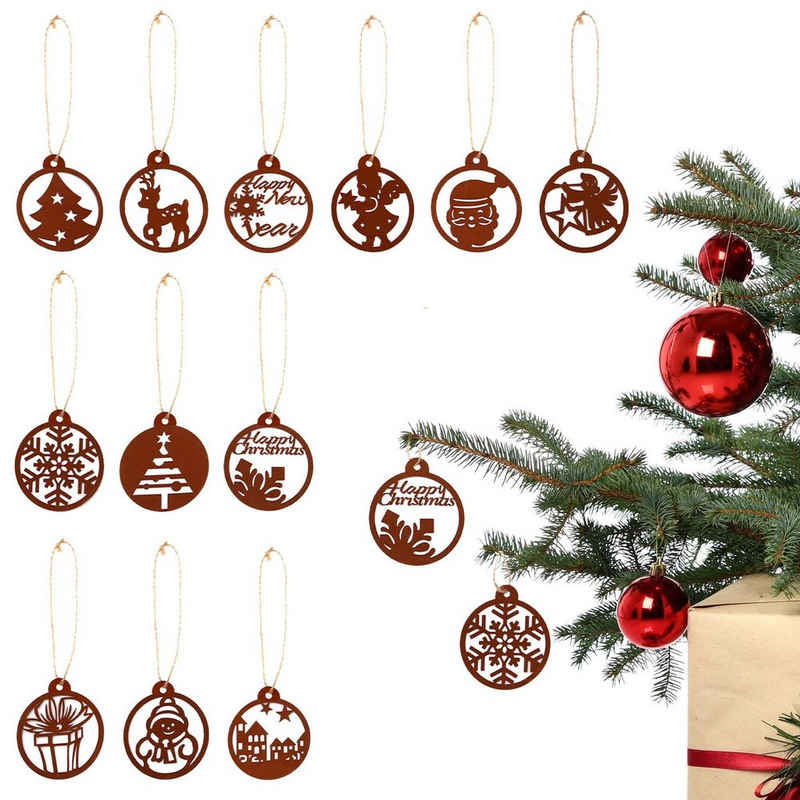 UNUS HOME Weihnachtsbaumkugel Weihnachtsanhänger 12er verschiedene Design Set, Christbaumschmuck Weihnachtsanhänger Weihnachtsbaumschmuck