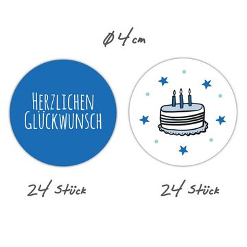 Frau WUNDERVoll Sticker 48 Aufkleber Geburtstag, blau