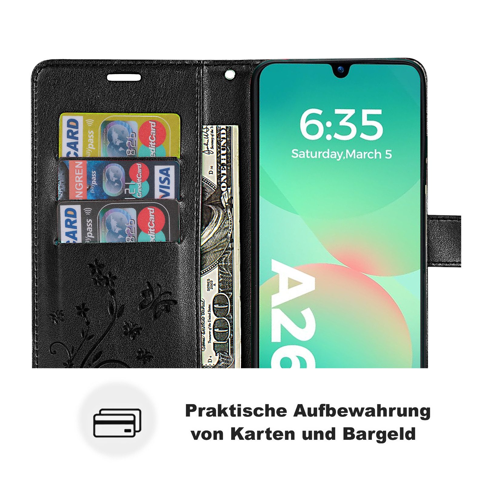 betterfon Handyhülle Handytasche für Samsung Galaxy A26 5G Handyhülle Klapphülle, Bookstyle-Hülle: Magnetverschluss 3 Kartenfächer & Standfunktion – Bild 4 von 5