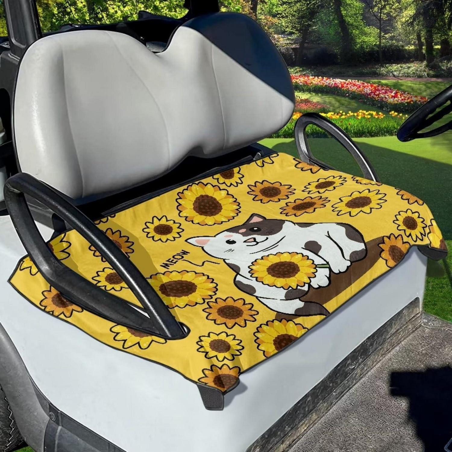 LuxusKollektion Autositzbezug Golfwagen Sitzbezug Sonnenblumen Katze