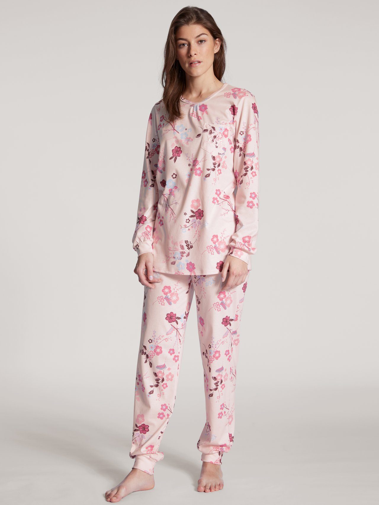 sehr tlg., 1 41133 Calida 1 Bündchenpyjama Stück, (1 Damen bequem Stück) Pyjama rosa CALIDA