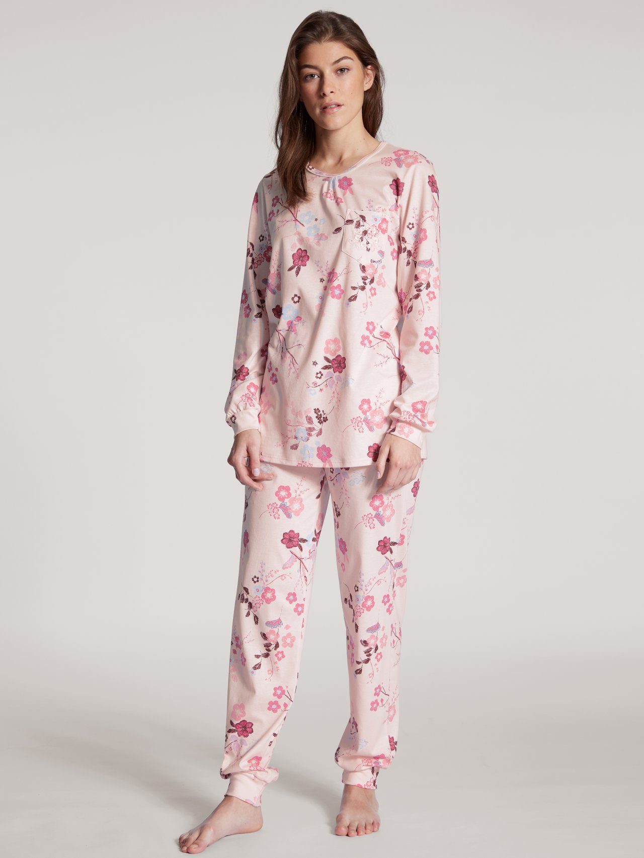 CALIDA Pyjama Calida Damen Bündchenpyjama 41133 rosa (1 Stück, 1 tlg., 1 Stück) sehr bequem