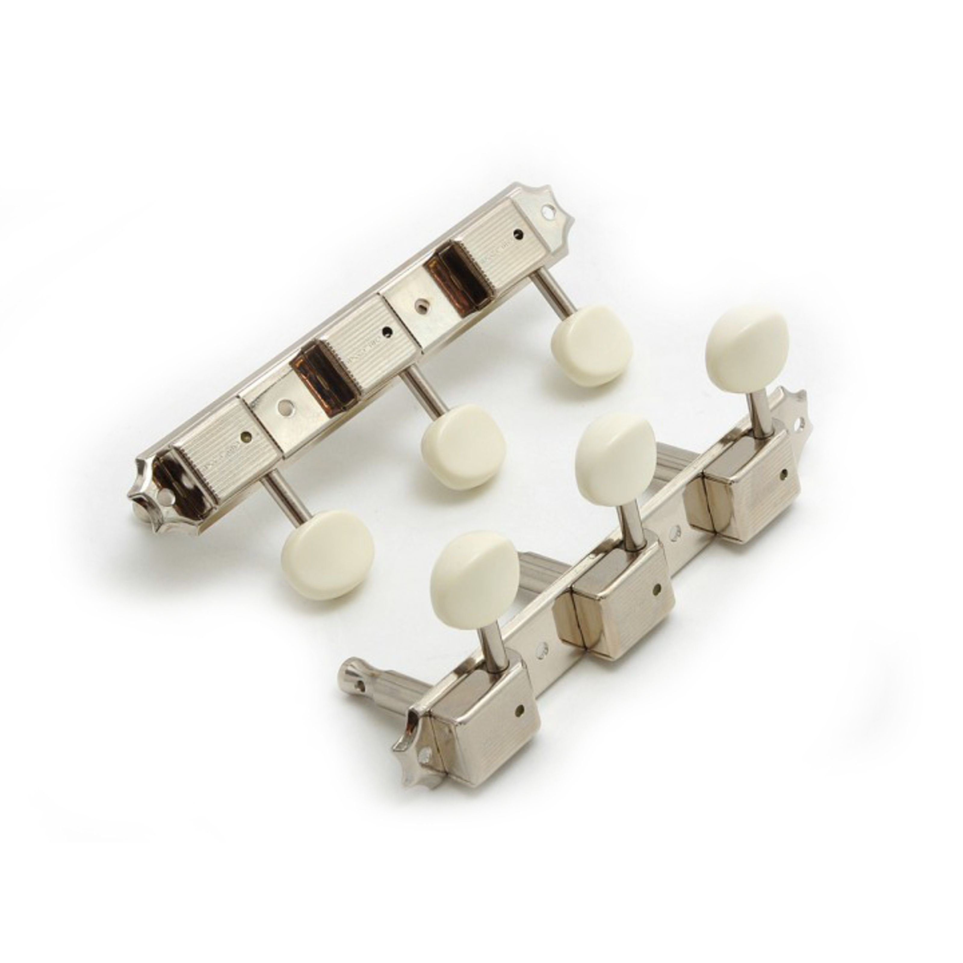 Kluson Gitarrenmechanik-Set, (ersatzteile für Gitarren, Mechaniken), M90NP "Drei auf'm Riegel" 3+3 White/Nickel - Gitarren Mechanik