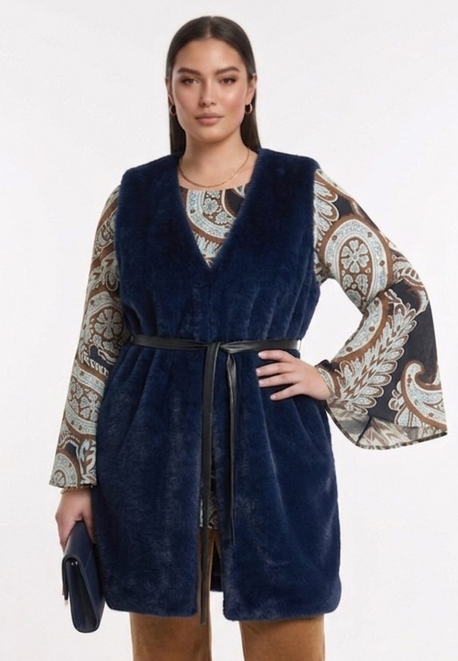 YOEK Cardigan Damen Jacke Kunstpelz