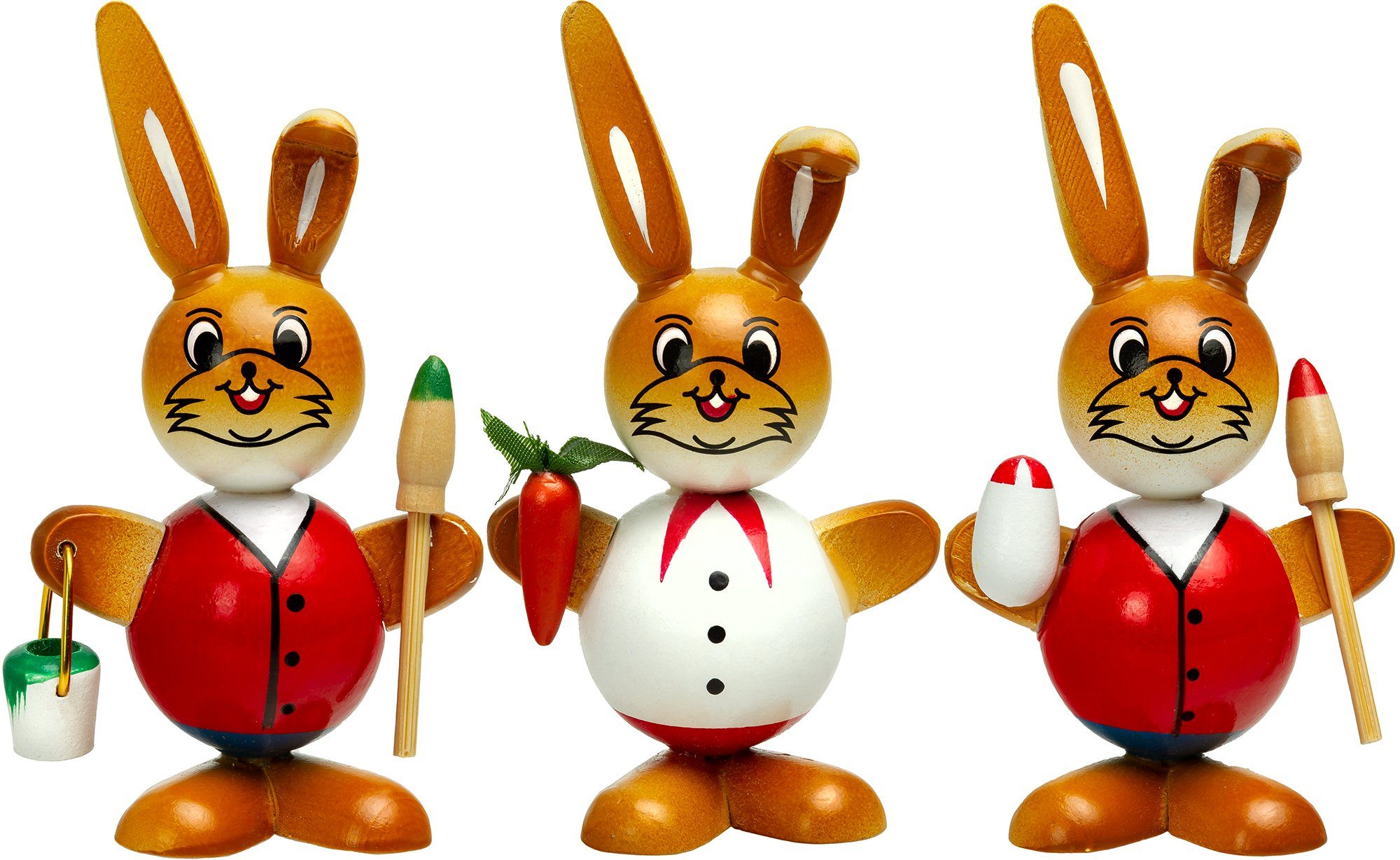 SIKORA Osterhase OD10 Osterhasen Figuren aus Holz als farbenfrohe Osterdeko  3er Set H: 9 cm