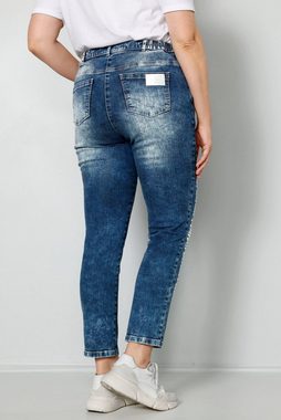 MIAMODA Röhrenjeans Jeans Slim Fit Statement-Print 5-Pocket