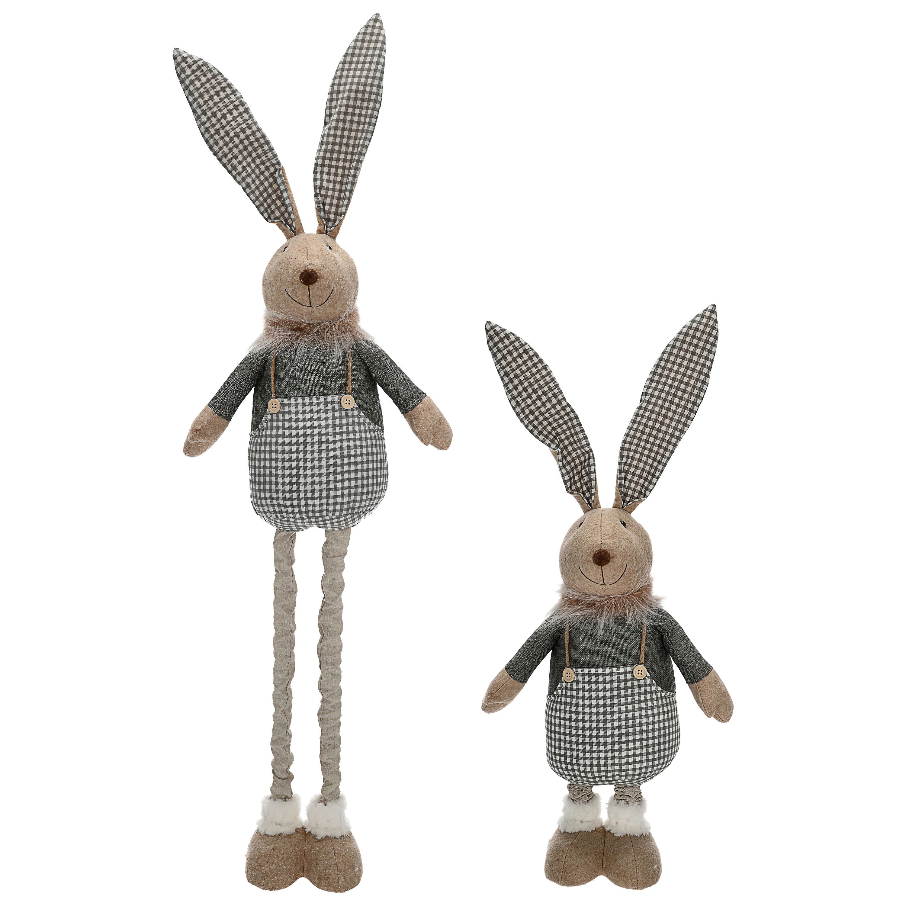 CEPEWA Dekofigur Osterhase Teleskopbeine max. H115cm Blautöne Polyester Metallbeine