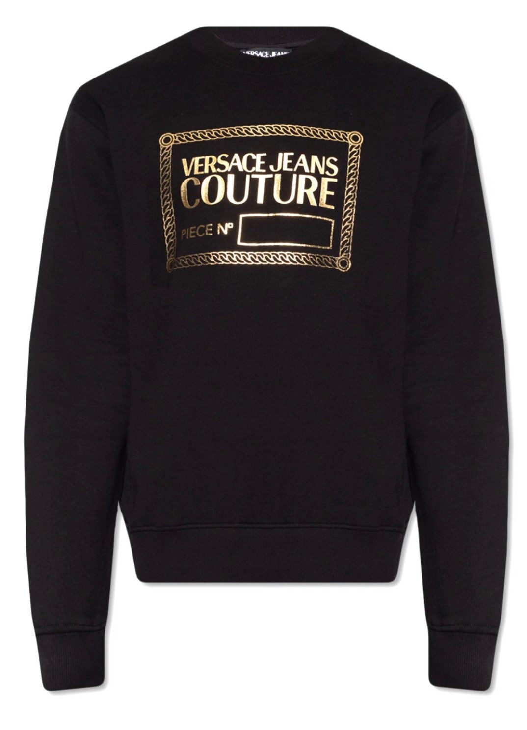 Versace Jeans Couture Sweatshirt Gold Logo Sweater Pullover S Goldfarbenes „Piece Number“ Logo auf der Vorderseite