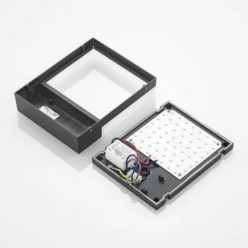 Lindby LED Außen-Wandleuchte Vanira, LED-Leuchtmittel fest verbaut, warmweiß, Modern, Aluminium, Kunststoff, dunkelgrau, weiß, 1 flammig, inkl.