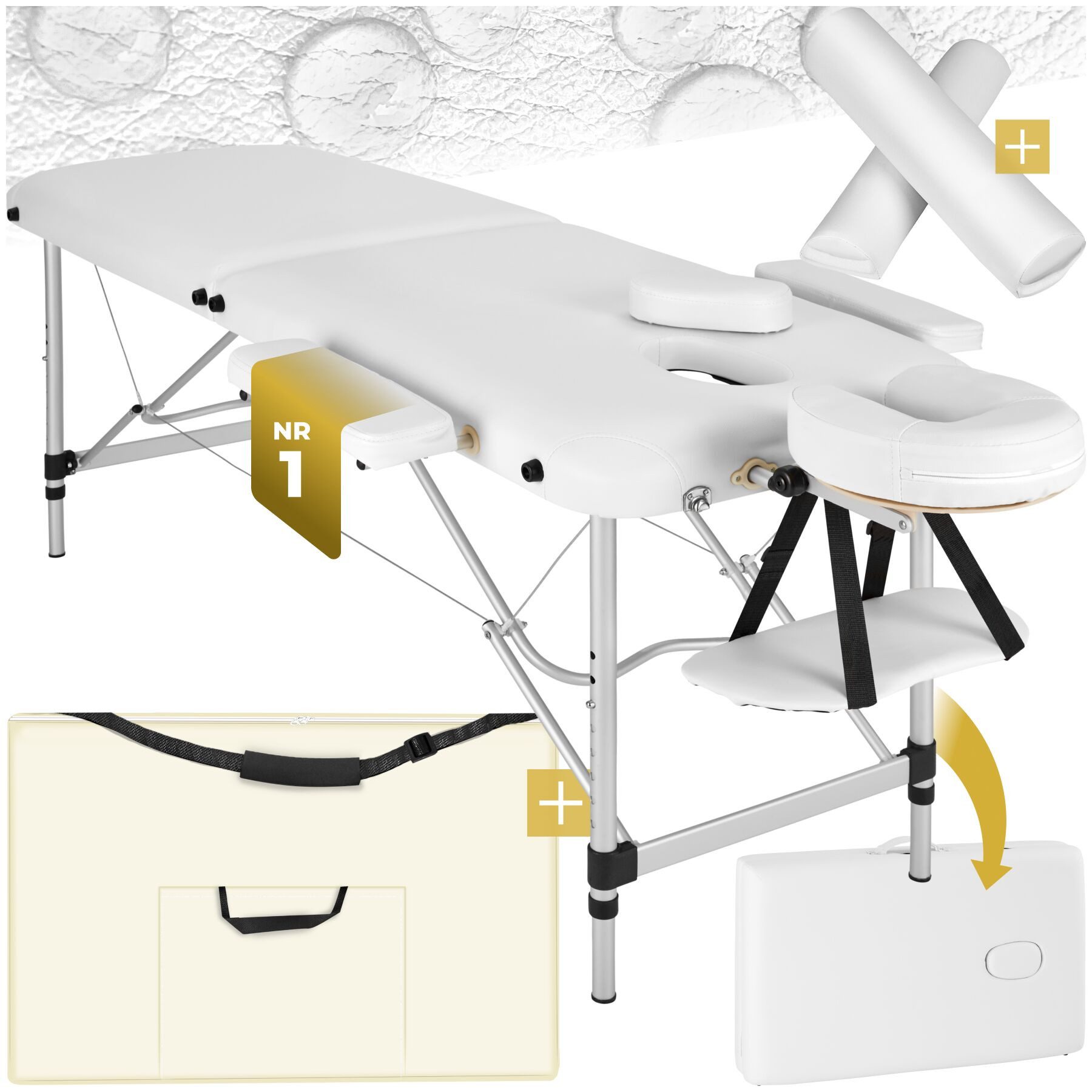 tectake Massageliege 2 Zonen Massageliege-Set (Set, 1-St., mit Tragetasche), Breite 61 cm, Polsterung 4 cm