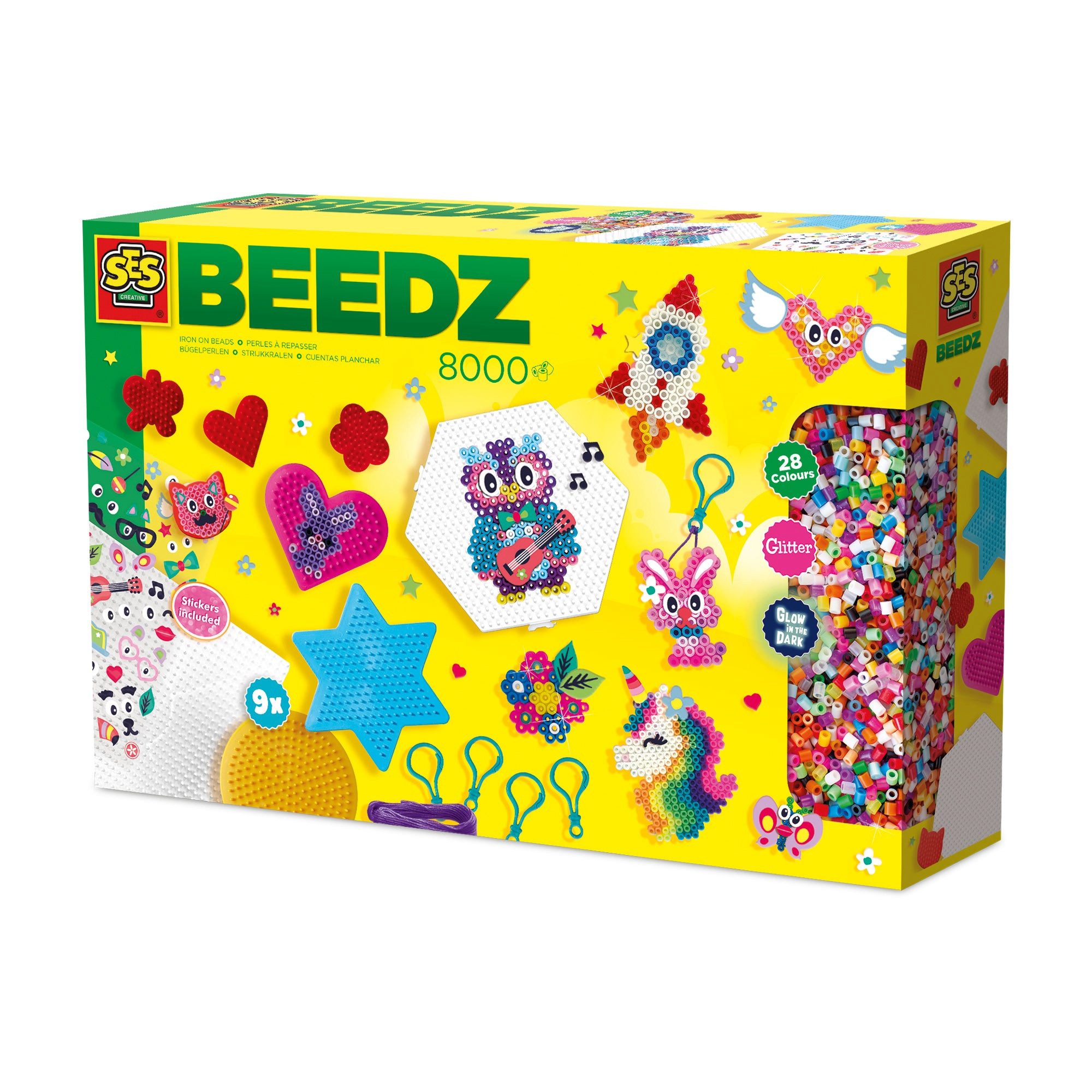 SES Creative Spiel SES Creative Bügelperlen Mega Bastelset – 8.000 Perlen, 28 Farben