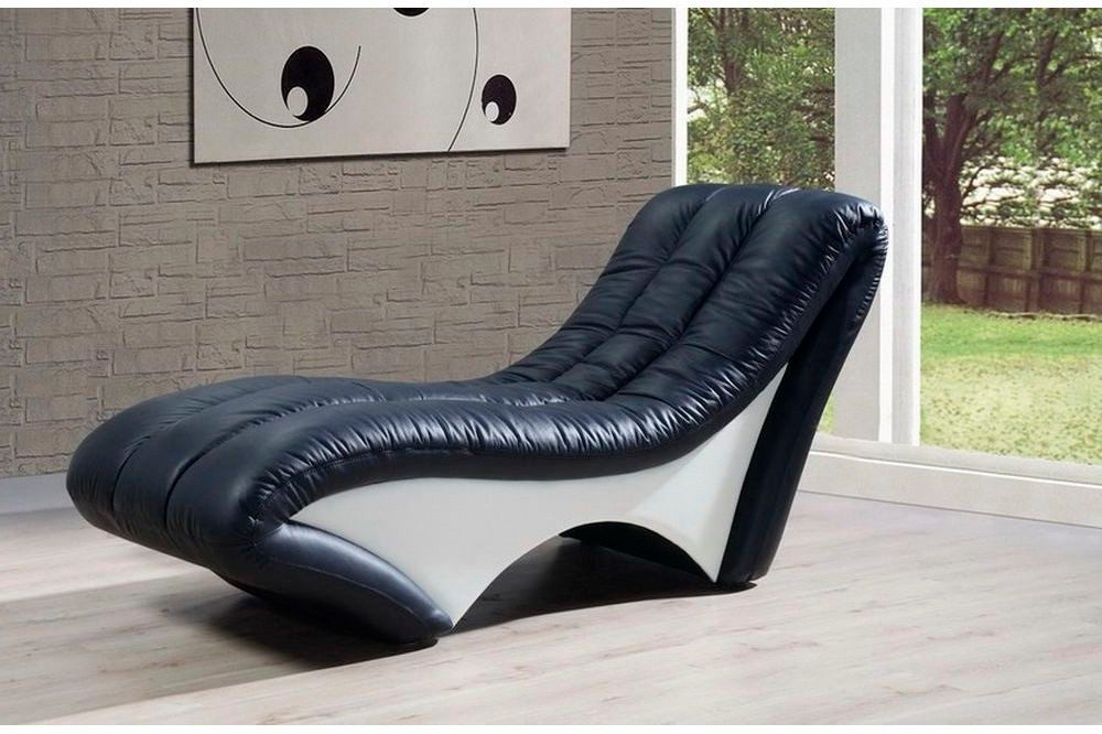 Xlmoebel Recamiere Schwarz Designer-Sofa mit Liegefläche und Ottomane, Hergestellt in Europa