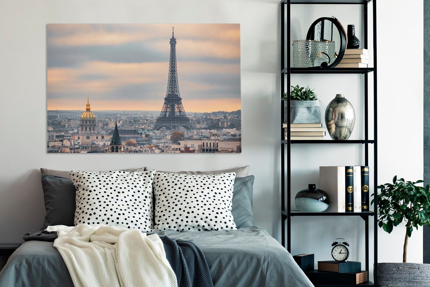 Wohnbereiche, cm - für XXL, Gemälde, Wandbild Eiffelturm OneMillionCanvasses® - alle Paris (1 großes, Leinwandbild St), Himmel, 120x80