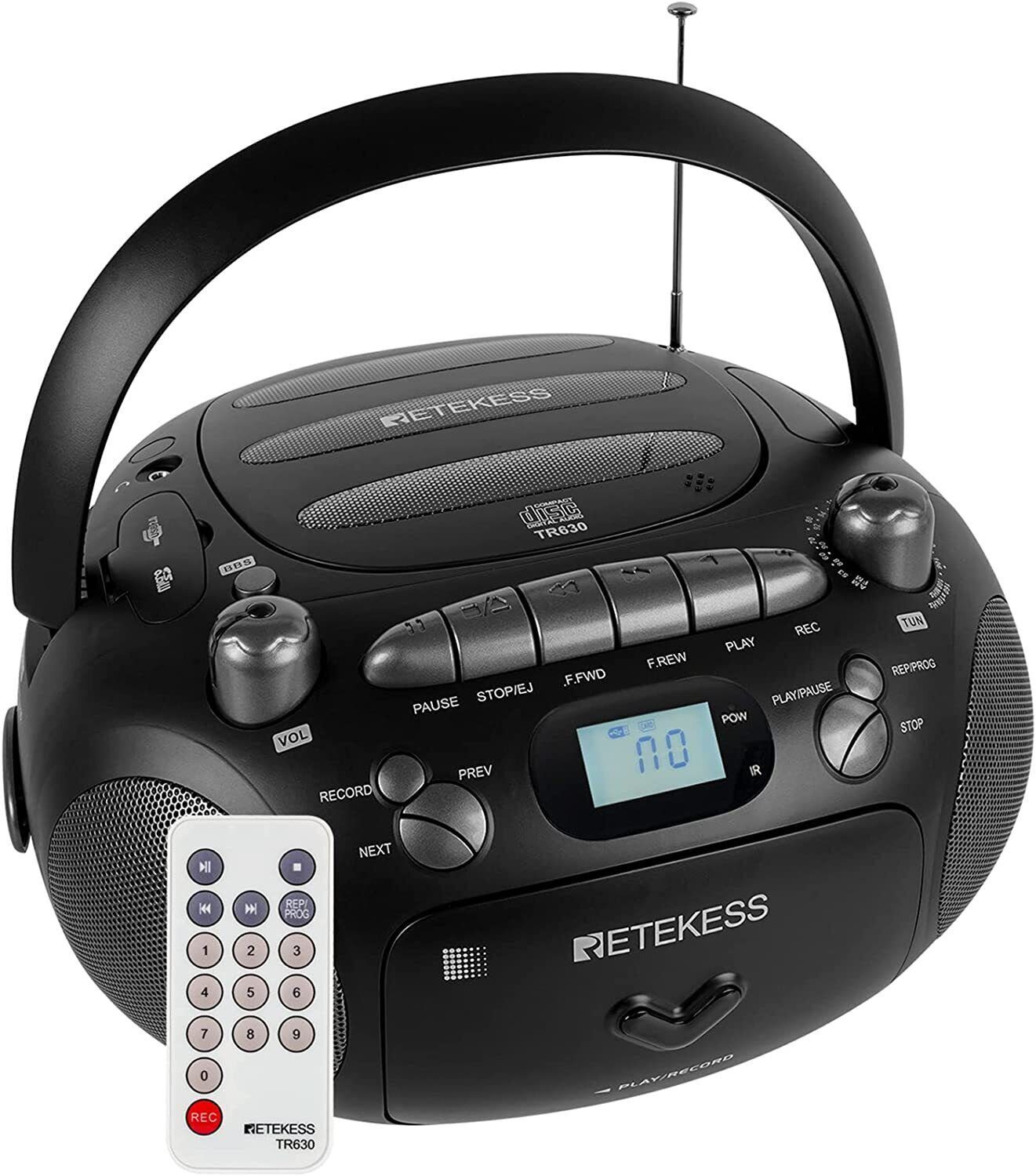 Retekess TR630 CD-Radiorecorder Tragbarer Radio mit mit 2,00 Fernbedienung Player Unterstützung USB/TF/SD W, CD-Radiorecorder (FM-Tuner, UKW ​Kartenwiedergabe) CD RDS