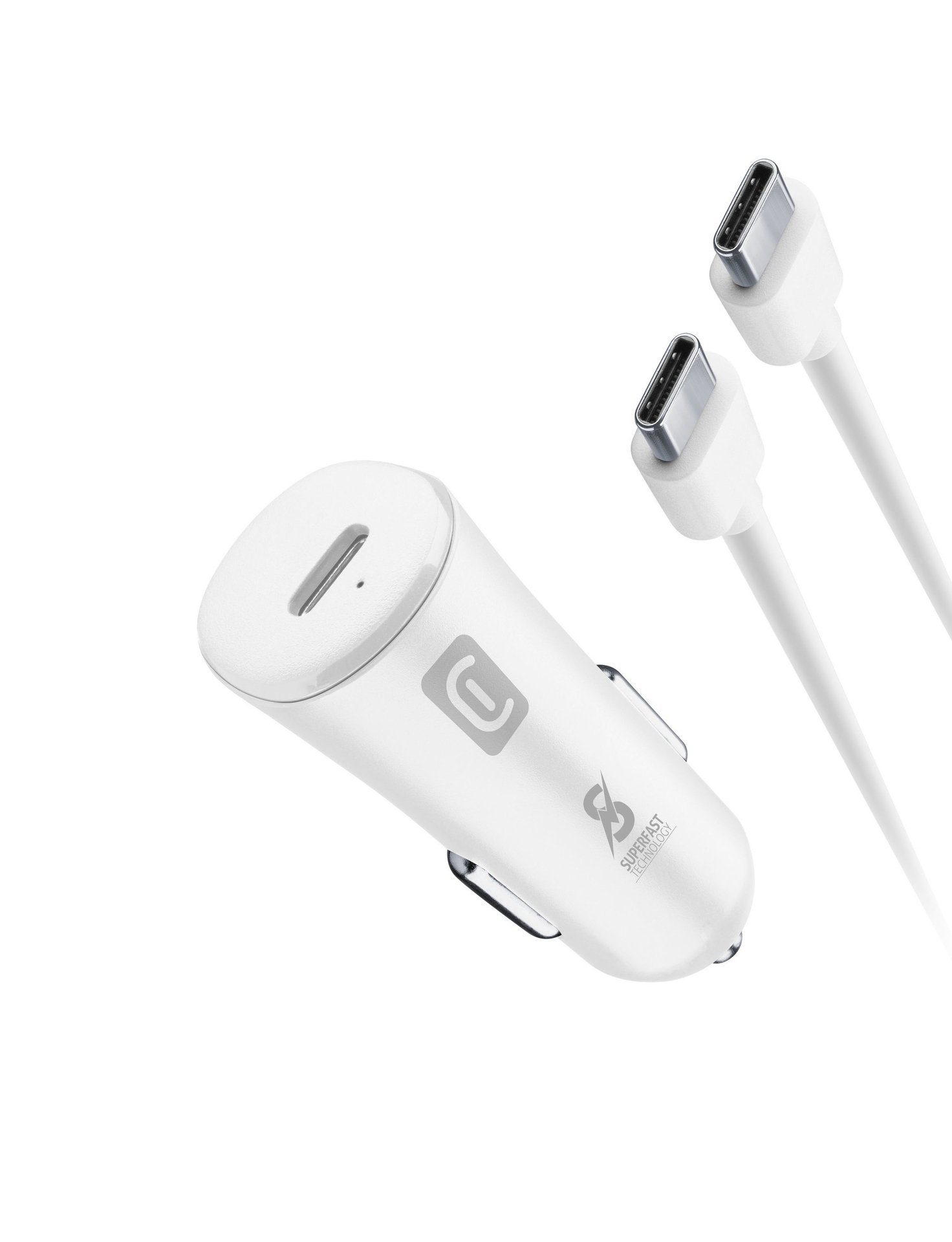 Cellularline Super Fast Car Charger Kit 25W Typ-C USB-Ladegerät (Ladegerät Lader für Samsung Galaxy, Apple iPhone, Google Pixel)