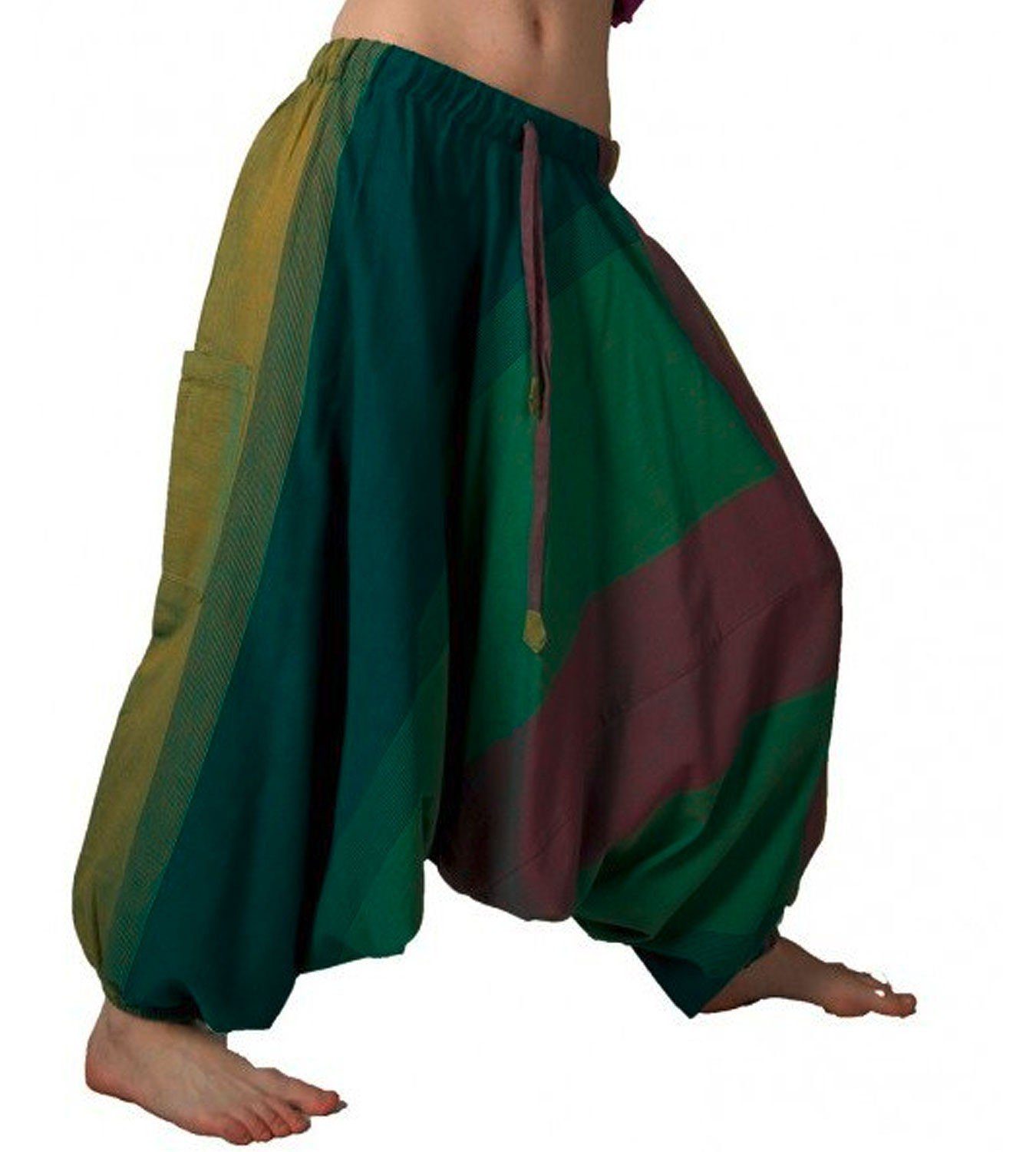 KUNST UND MAGIE Haremshose Baggy Boho Goa Fair Hippie Mehrfarbig onesize Haremshose Bunt Pluder-Hose Unisex