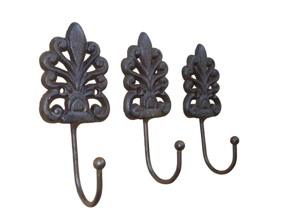 Deko-Impression Wandhaken 3-er Set 3 Stück Wandhaken Wandgarderobe Gusseisen rostfarben, (3-St)
