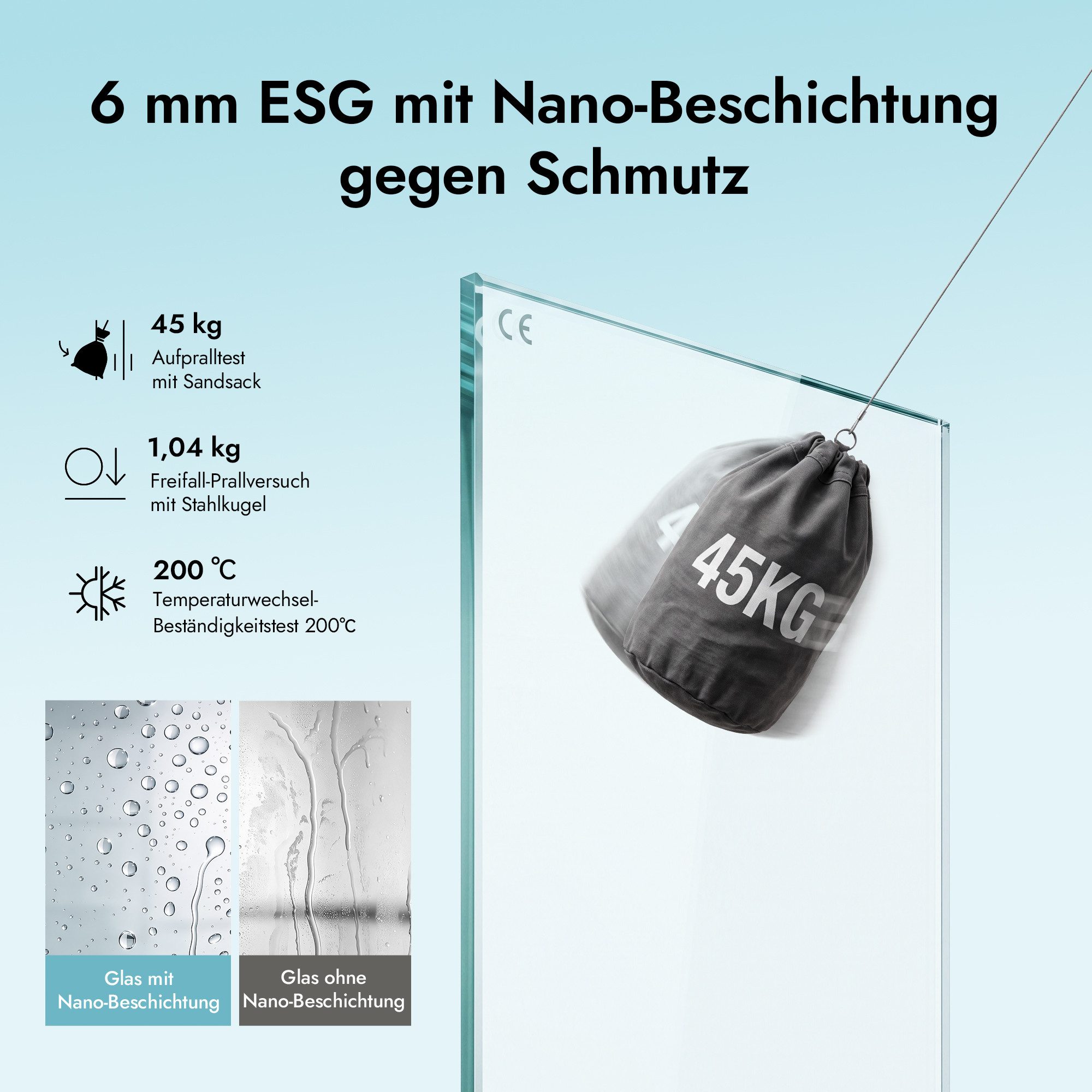 doporro Eckdusche Duschkabine Duschabtrennung ESG-Glas mit NANO H:190cm Ravenna05, BxT: 80x70 cm, ebenerdiger Einbau möglich – Bild 4 von 5