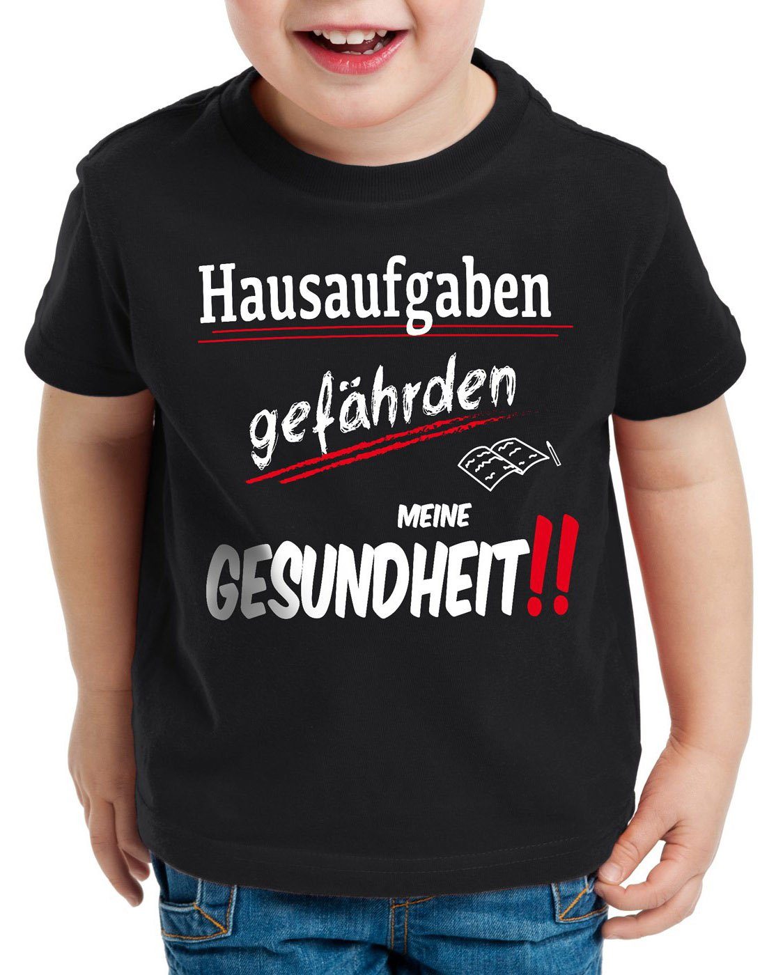 style3 T-Shirt Hausaufgaben gefährden Gesundheit Sprüche Fun schule schüler uni