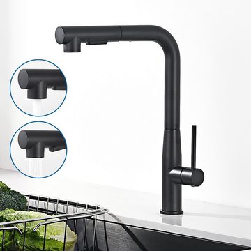 Auralum Küchenarmatur 360° Ausziehbar Spültischarmatur Wasserhahn für Küche Einhandmischer