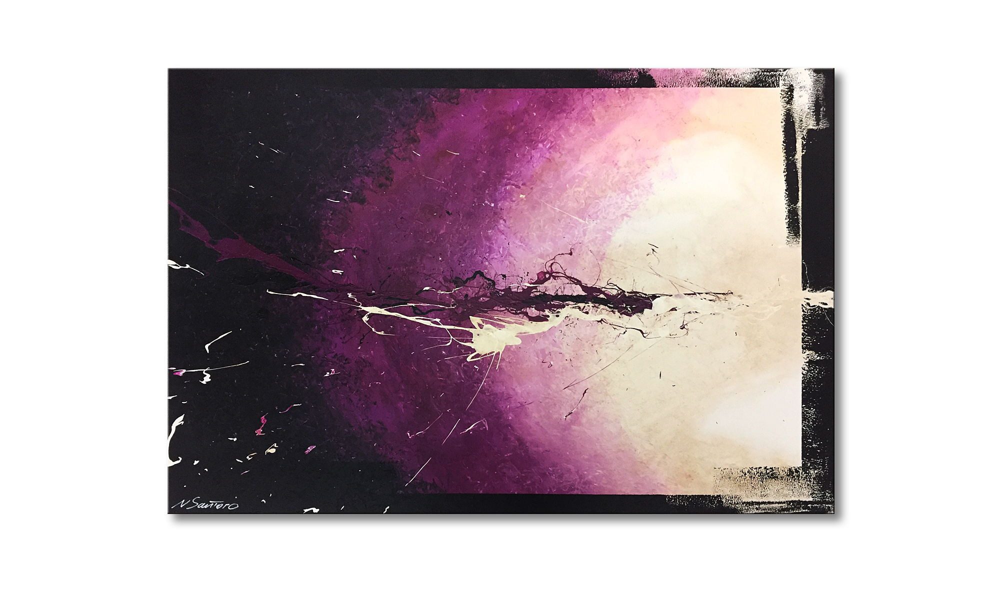 WandbilderXXL Gemälde Deep Purple 120 x 80 cm, Abstraktes Gemälde, handgemaltes Unikat