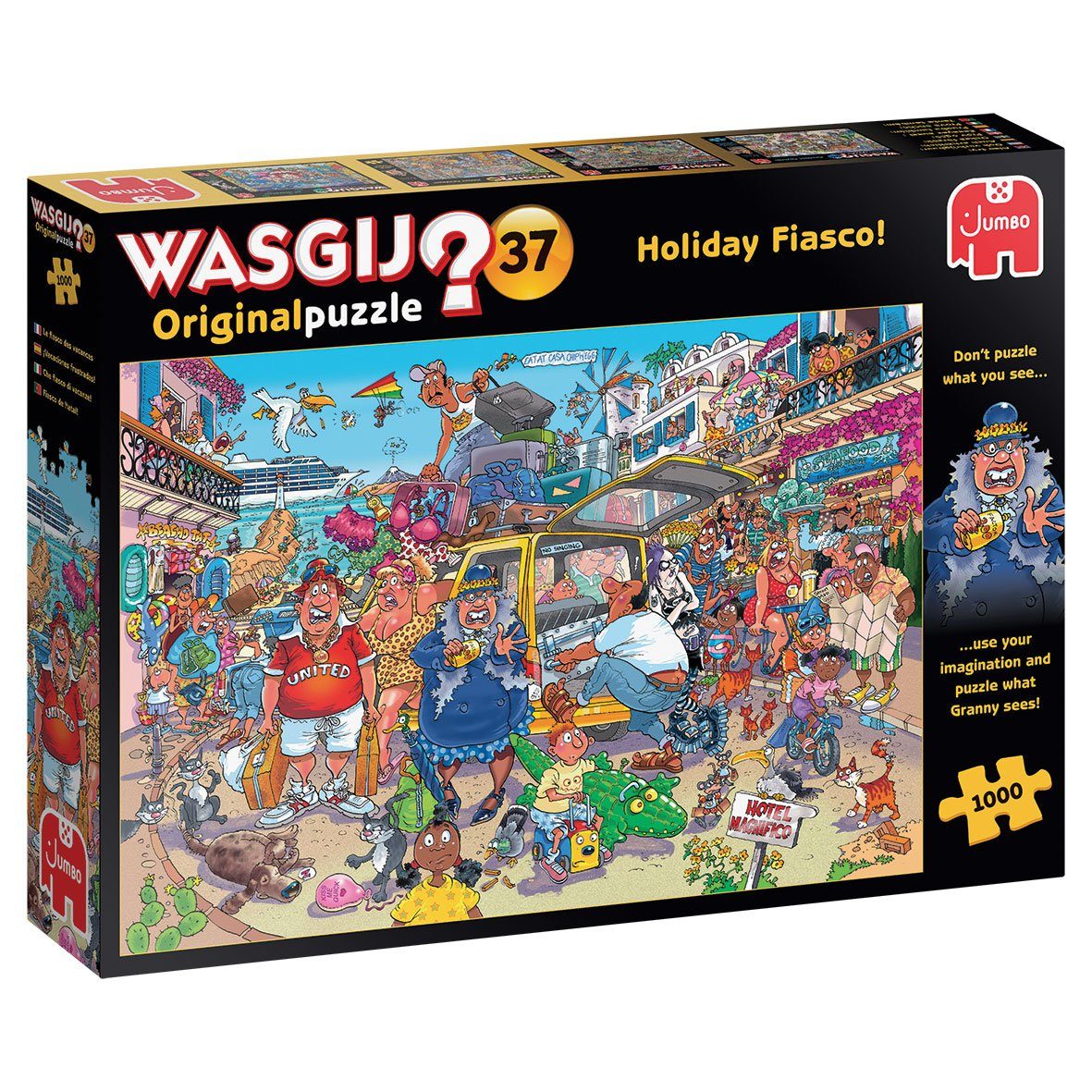 Jumbo Spiele Puzzle 25004 Wasgij Original 37 Holiday Fiasco!, 1000 Puzzleteile, Puzzeln Sie was die Oma sieht.