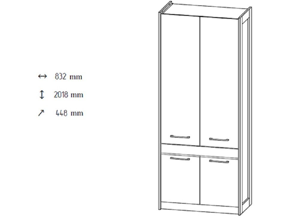 x 83 cm STENLY x Feldmann-Wohnen B/T/H: cm cm Kleiderschrank 45 202