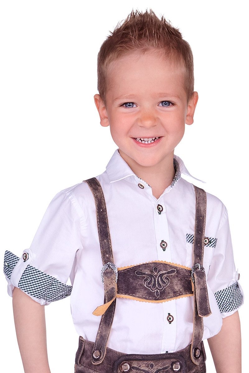 Trachtenhemd Trachtenhemd Kind - TOM - weiß/dunkelblau, weiß/tanne
