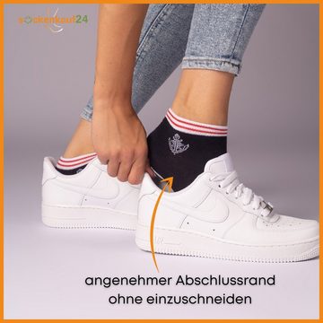 sockenkauf24 Sneakersocken 10 Paar Damen Sneaker Socken Mehrfarbig (39-42, 36828) Streifen Punkte Herzen Maritim Baumwolle WP