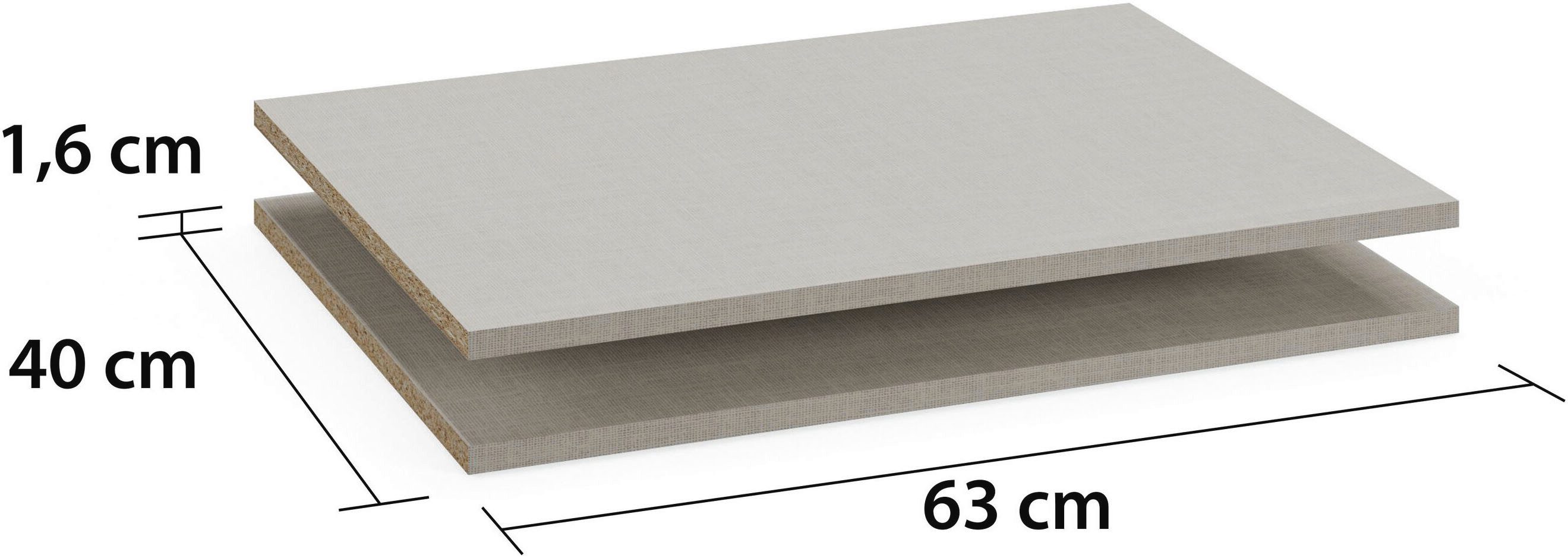rauch Einlegeboden Zubehör für Rauch-Schränke Garderobe Kleiderschrank Schrank (inklusive Befestigungselemente), 2er-Set Breite 63 cm, Tiefe 40 cm MADE IN GERMANY