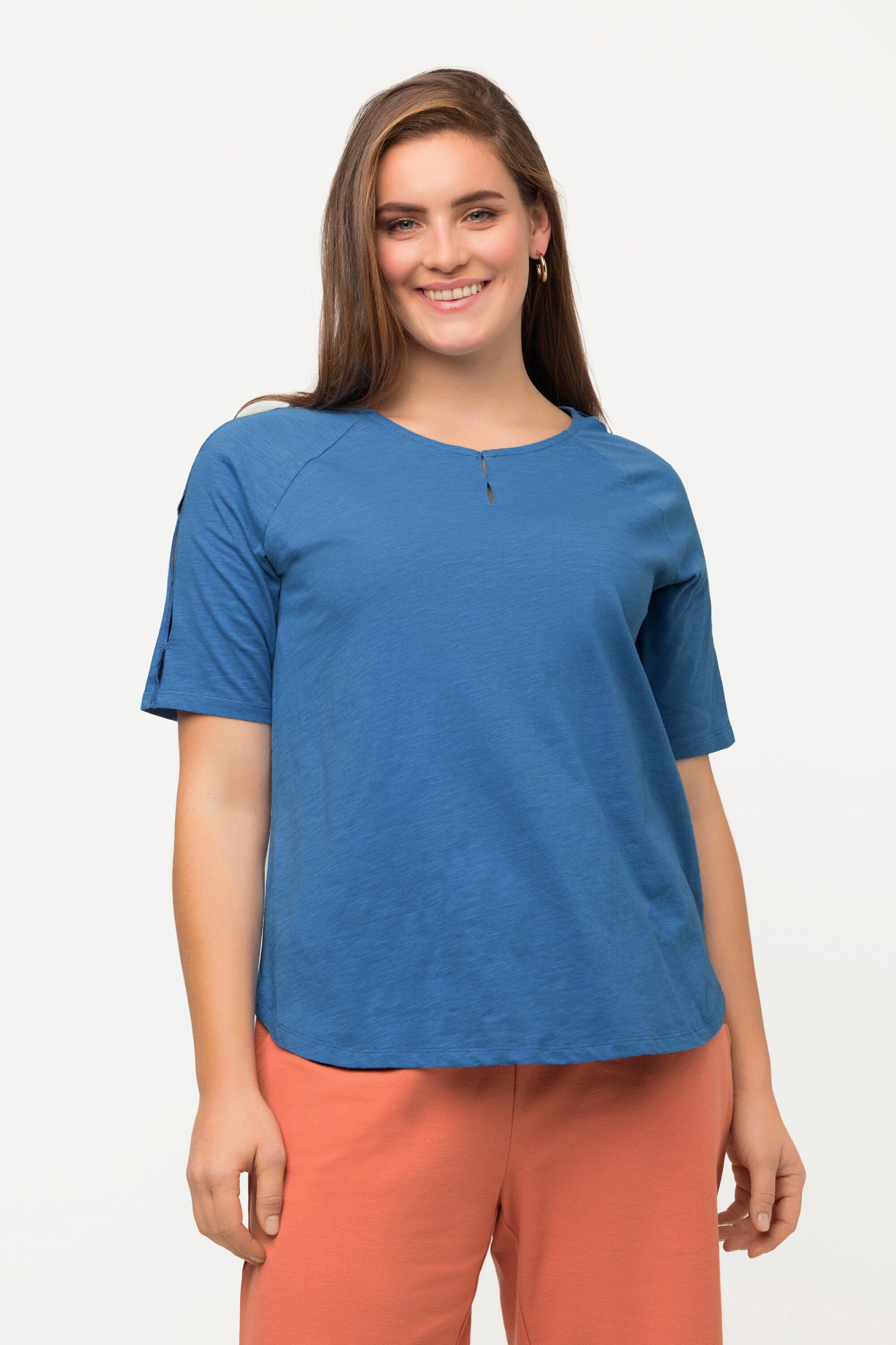 T-Shirt T-Shirt Cut-Out Rundhals Halbarm Biobaumwolle