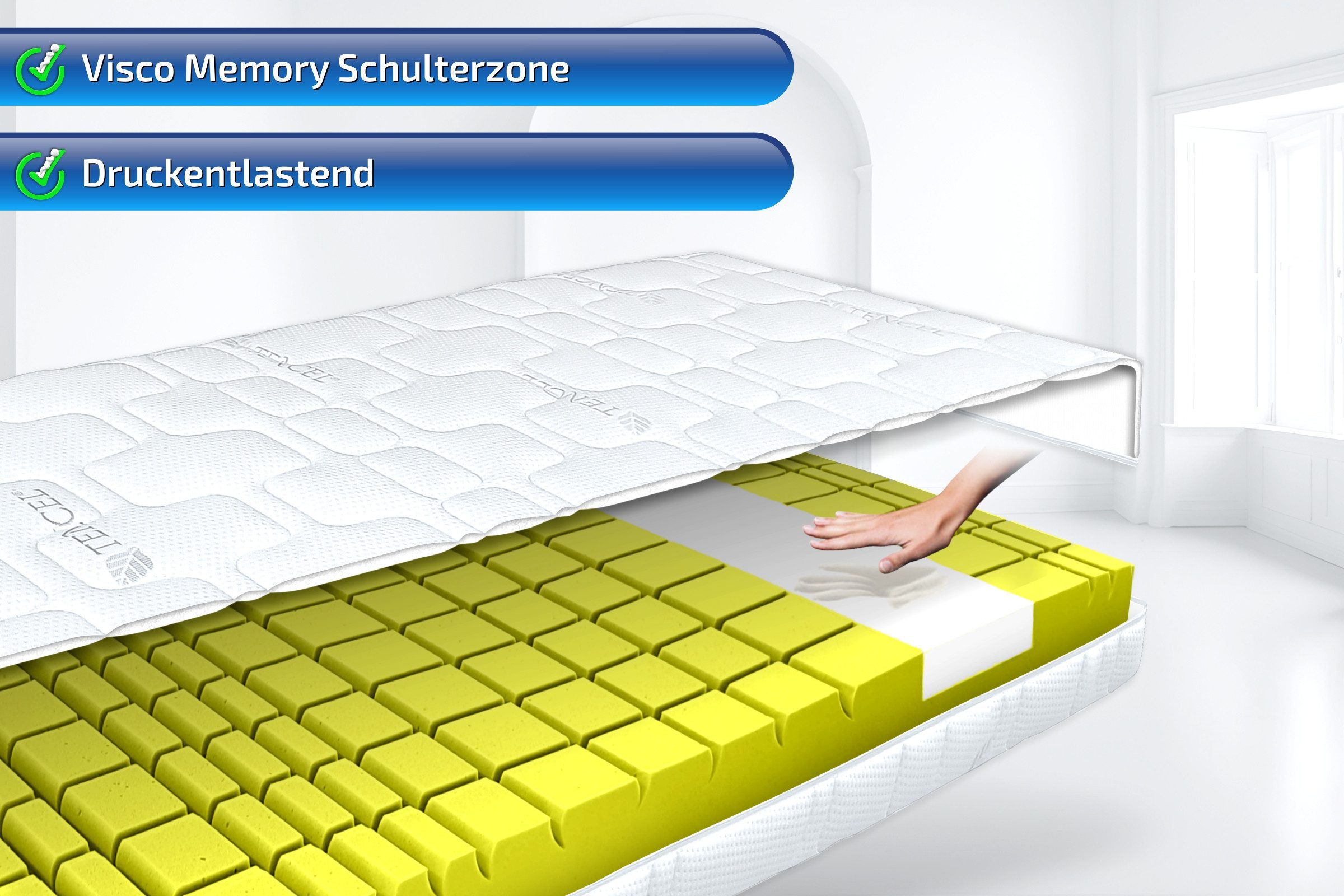 Kaltschaummatratze Terramed Visco 9 Zonen Matratze Visco-Schulterzone bester Kaltschaum, Matratzen Perfekt, 24 cm hoch, (Patentierte Würfelschnitt Technik, opti – Bild 4 von 5