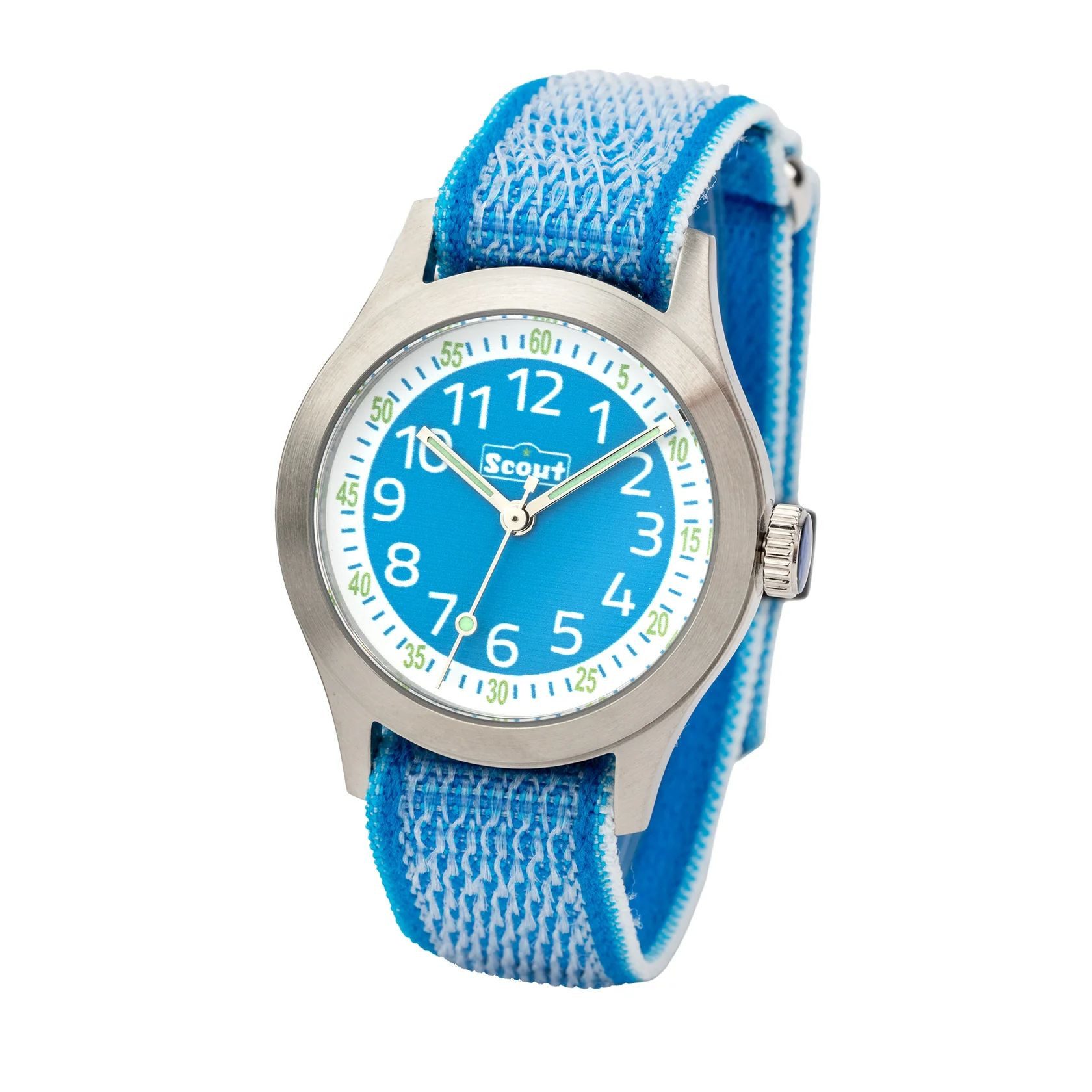 Scout Quarzuhr Kinderuhr Cool 164000023 Blau Textilband Klettverschluss 32 mm
